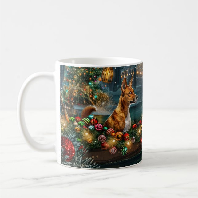Mug Voyage de fête de Noël du Basenji (Gauche)