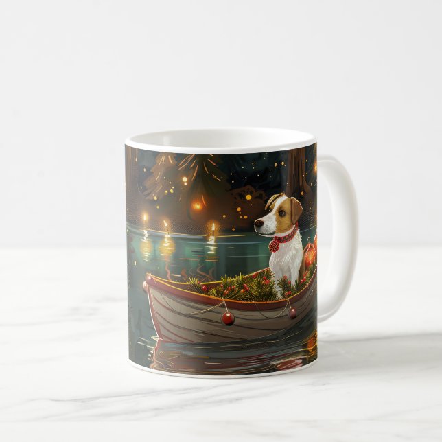 Mug Voyage de Noël de Jack Russell (Devant droit)
