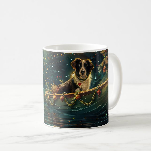 Mug Voyage de Noël Festif Border Collie (Devant droit)