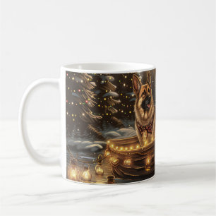 Mug Voyage de Noël festif de Berger Allemand