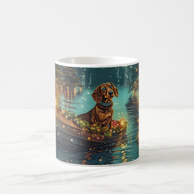 Mug Voyage de Noël festif du teckel (Centre)