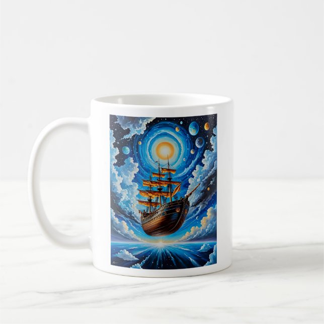Mug Voyage de pirate céleste T conception de chemise (Gauche)