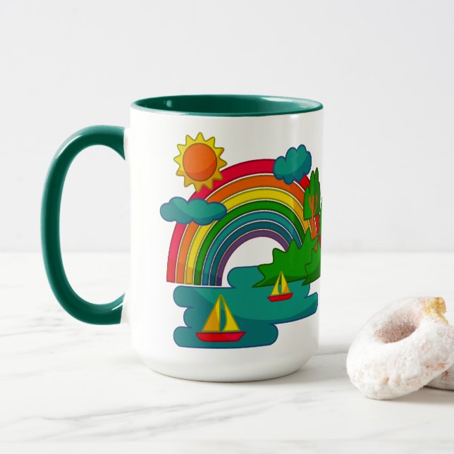 Mug Voyage en bateau sous les nuages du soleil et l'ar (Avec donut)