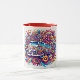 Mug Voyage en bus VW psychédélique