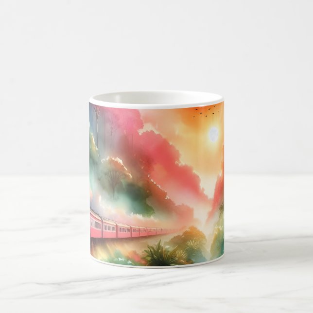 Mug Voyage en train au coucher de soleil tropical à l' (Centre)