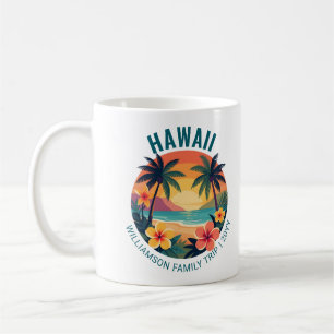 Mug Voyage familial personnalisé rétro Hawaï vacances 