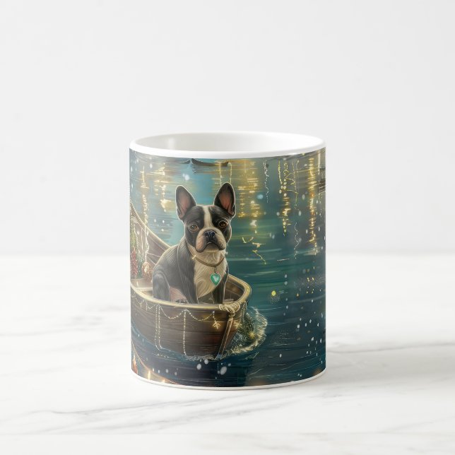 Mug Voyage festif de Noël de Boston Terrier (Centre)