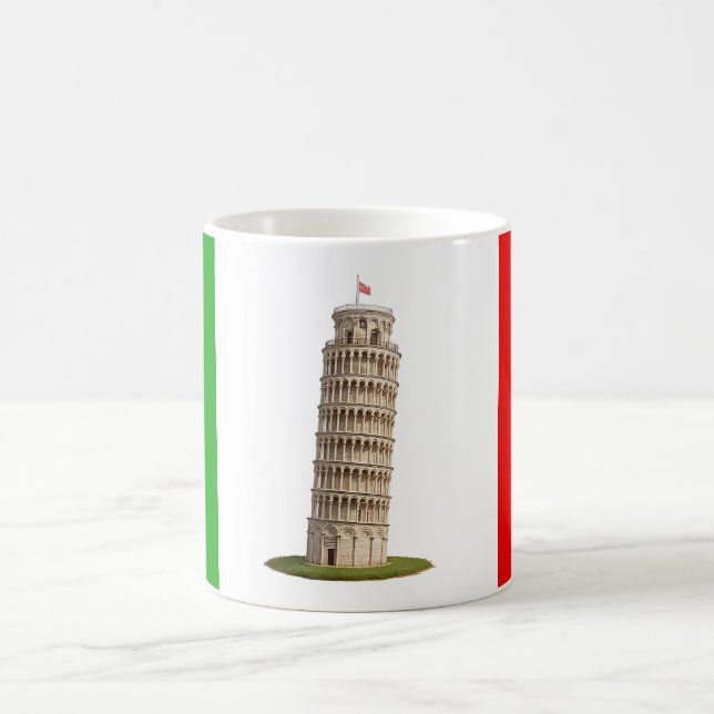Mug voyage Italie. Tour de Pise drapeau italien.  (Centre)