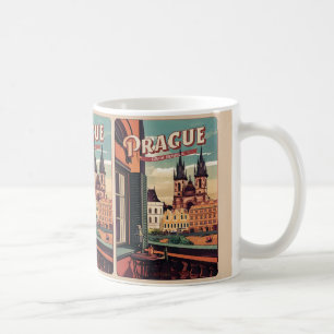 Mug voyage rétro Prague République tchèque cadeaux bal