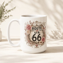 Voyage sur la route 66 aux fleurs roses le matin
