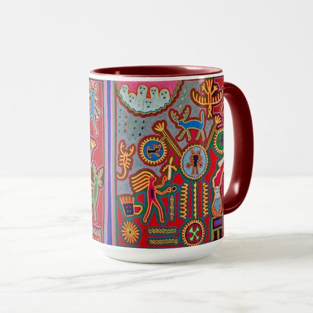 Mug Voyage tribal maya mexicain de Boho d'art d'Oaxaca (Devant droit)