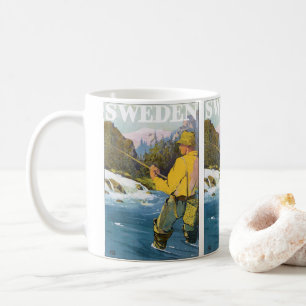 Mug Voyage vintage en Suède, pêche sportive au poisson