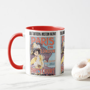 Mug Voyage Vintage, Paris à la femme de chemin de fer 