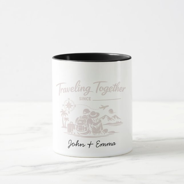 Mug Voyager Ensemble Depuis [Année] – Couple Personnal (Centre)