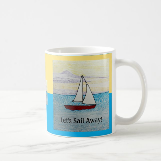 Mug Voyons en avant ! Bateau à voile rouge (Droite)