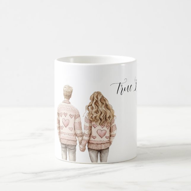 Mug Vrai Amour Couple Cœurs Roses (Centre)