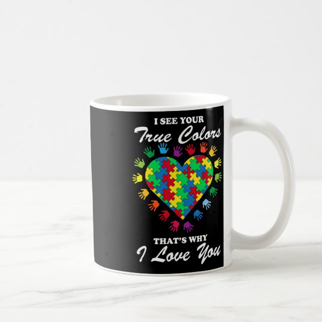 Mug Vrai Couleurs Puzzle Coeur Cool Sensibilisation su (Droite)
