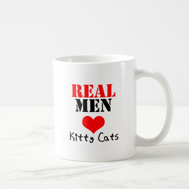Mug Vrais chats de Kitty de coeur d'hommes (amour) (Droite)