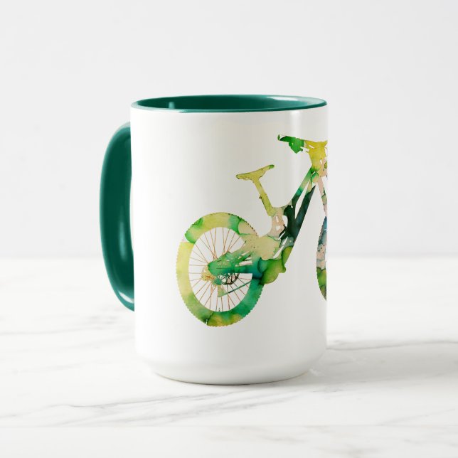 Mug VTT Descente Sport Extrême Art Aquarelle  (Devant gauche)