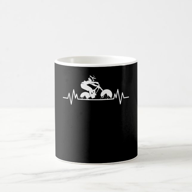 Mug VTT Downhill Heartbeat Fun Bicycle Cadeau (Centre)