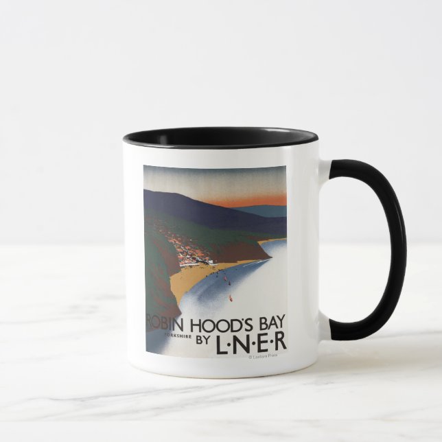 Mug Vue aérienne de la baie et des falaises Poster fer (Droite)