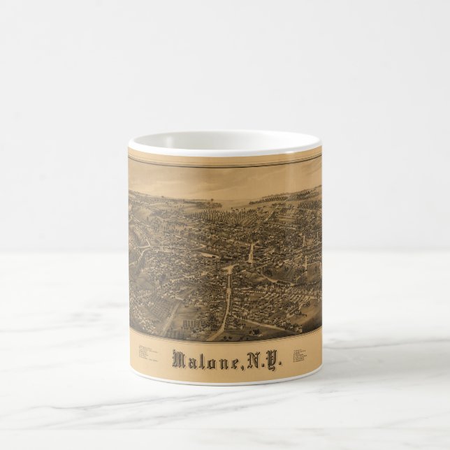 Mug Vue aérienne de Malone, New York (1886) (Centre)