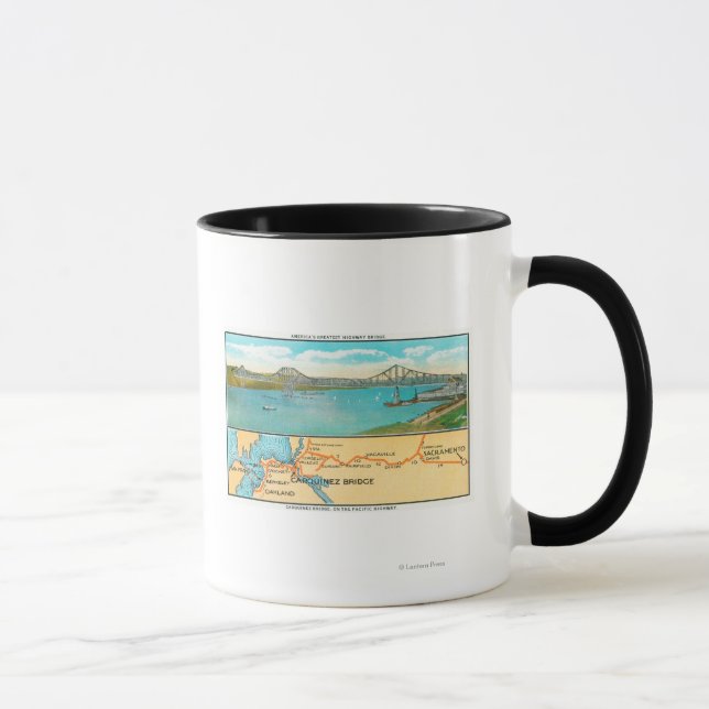 Mug Vue aérienne du pont Carquinez et de la carte (Droite)