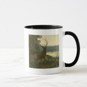 Mug Vue arrière des élans regardant au-dessus d'un lac