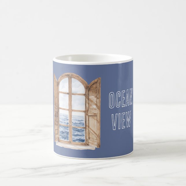 Mug Vue bleue sur l'océan par la fenêtre (Centre)