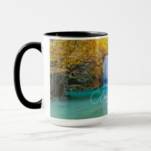 Mug Vue d'automne de la cascade d'Erawan Thaïlande (Gauche)