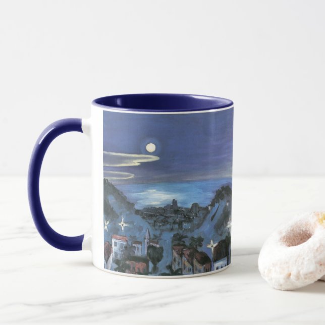 Mug Vue de Barcelone sur la ville de nuit par Walter G (Avec donut)