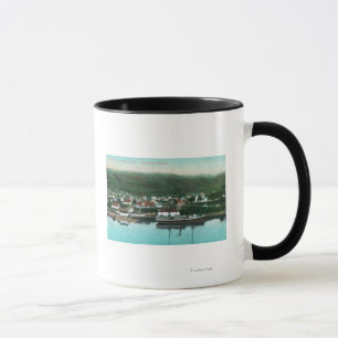 Mug Vue de bord de mer de la ville et du vapeur