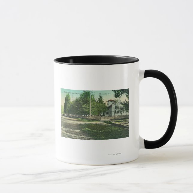 Mug Vue de Broadway sur l'extérieur du lycée (Droite)