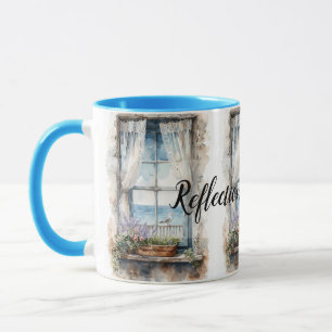 Mug Vue de fenêtre en bord de mer, scène côtière à l'a
