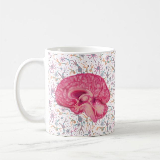 Mug Vue de la section du cerveau et motif de neurone (Gauche)