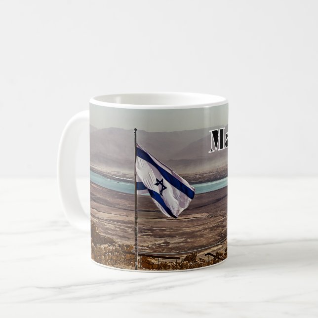 Mug Vue de Masada avec drapeau (Devant gauche)