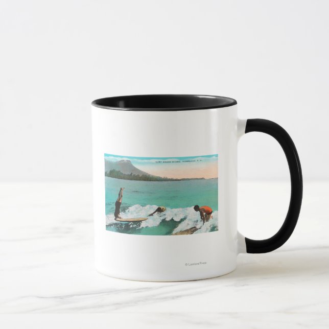 Mug Vue de Surfers Board équitation, une prise d'une (Droite)