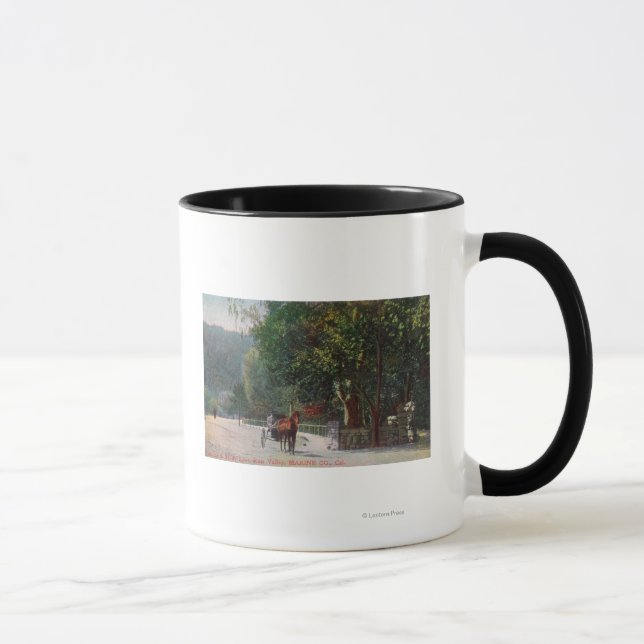 Mug Vue d'entrée sur la ruelle ombragée, chariot à che (Droite)