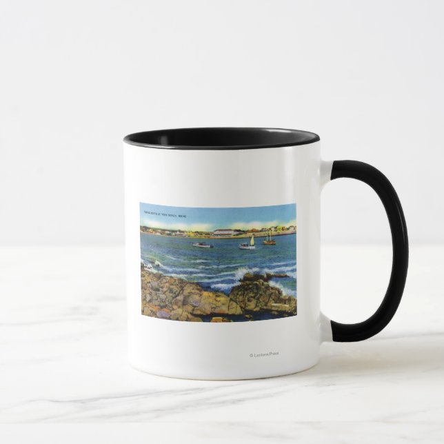 Mug Vue des bateaux de pêche de York Beach (Droite)