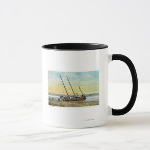 Mug Vue du bateau de coureur de rhum à terre