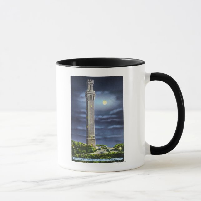 Mug Vue du Mémorial du pèlerin à la nuit (Droite)