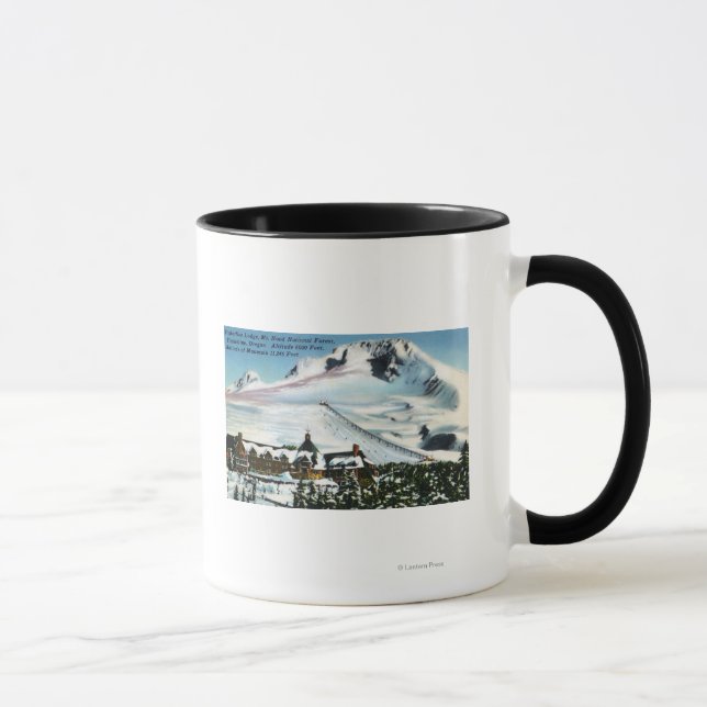 Mug Vue du pavillon Timberline, mont Hood en hiver (Droite)