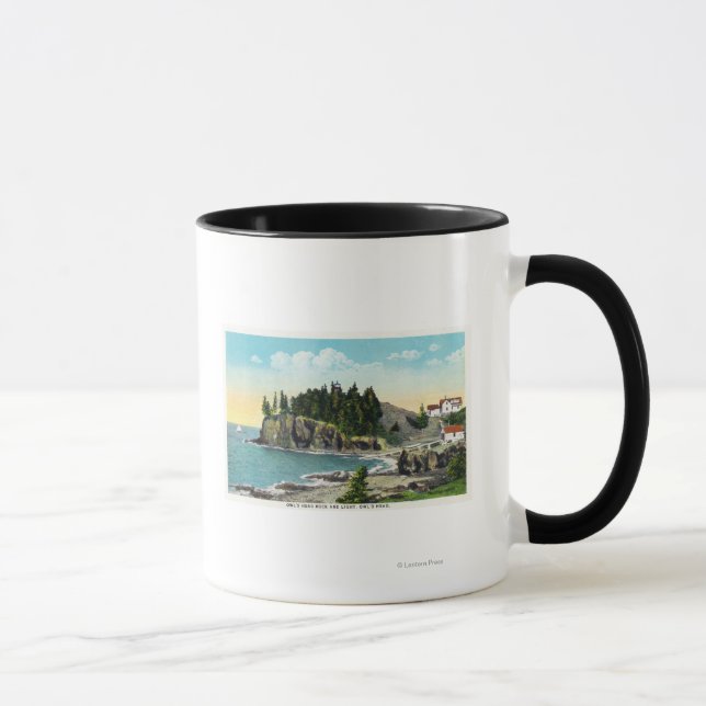 Mug Vue du phare de Owl's Head et du rocher de Owl's R (Droite)