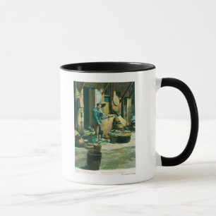 Mug Vue d'un homme qui fume de son tuyau