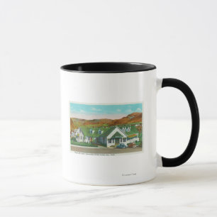 Mug Vue extérieure de la hutte verte Caf�