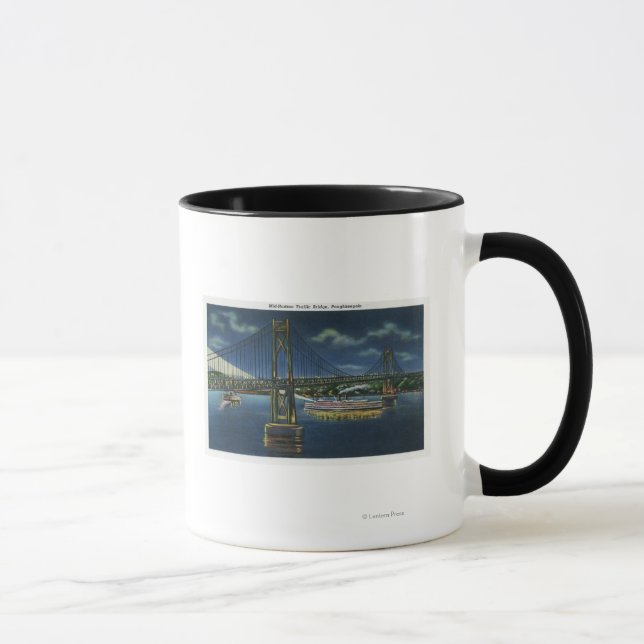 Mug Vue nocturne du pont routier du centre-Hudson (Droite)