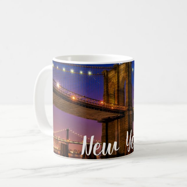 Mug Vue nocturne Pittoresque du pont Brooklyn (Devant gauche)