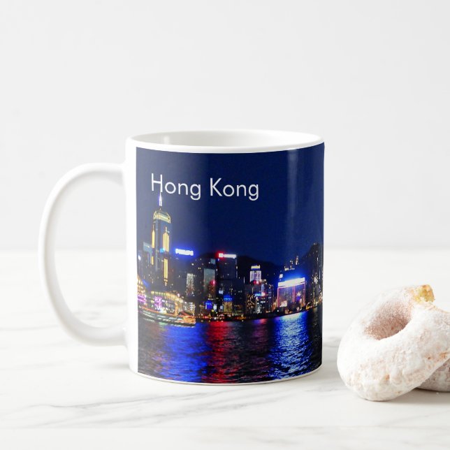 Mug Vue nocturne sur le front de mer de Hong Kong (Avec donut)