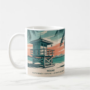 Mug Vue panoramique vintage de South Beach à Miami, Fl