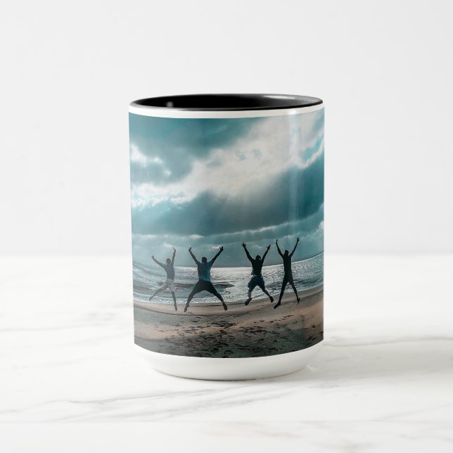 Mug Vue personnalisée sur la plage Ocean Café de scène (Centre)